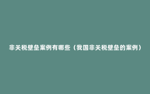 非关税壁垒案例有哪些（我国非关税壁垒的案例）