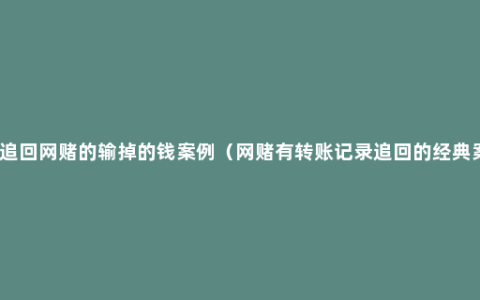 成功追回网赌的输掉的钱案例（网赌有转账记录追回的经典案例）