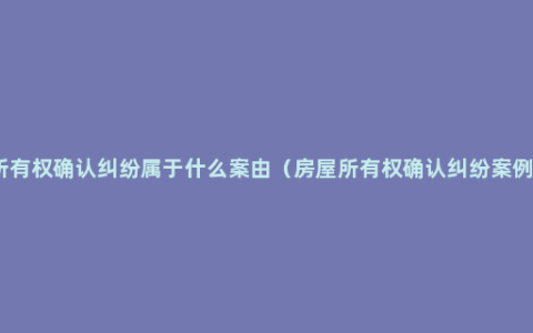 所有权确认纠纷属于什么案由（房屋所有权确认纠纷案例）