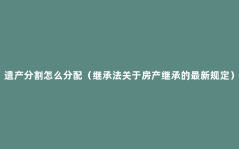 遗产分割怎么分配（继承法关于房产继承的最新规定）