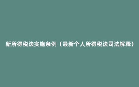 新所得税法实施条例（最新个人所得税法司法解释）