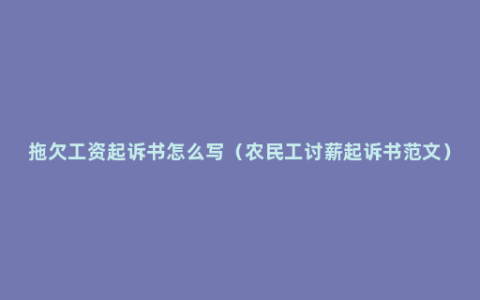 拖欠工资起诉书怎么写（农民工讨薪起诉书范文）