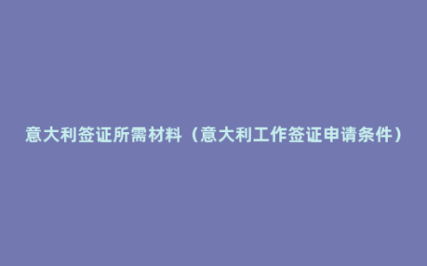 意大利签证所需材料（意大利工作签证申请条件）