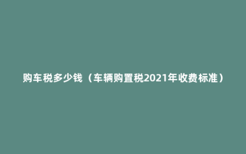 购车税多少钱（车辆购置税2021年收费标准）