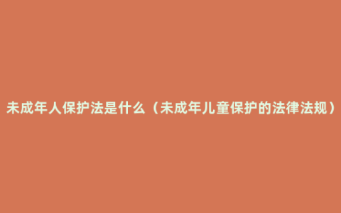 未成年人保护法是什么（未成年儿童保护的法律法规）