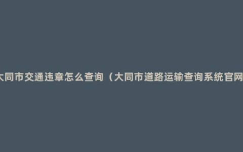 大同市交通违章怎么查询（大同市道路运输查询系统官网）