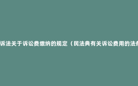 民诉法关于诉讼费缴纳的规定（民法典有关诉讼费用的法条）