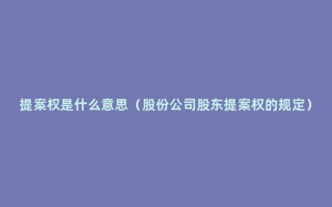 提案权是什么意思（股份公司股东提案权的规定）