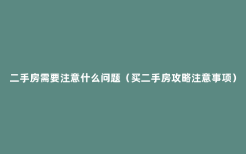 二手房需要注意什么问题（买二手房攻略注意事项）