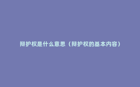 辩护权是什么意思（辩护权的基本内容）