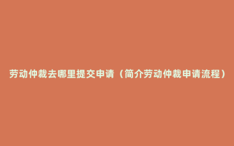 劳动仲裁去哪里提交申请（简介劳动仲裁申请流程）