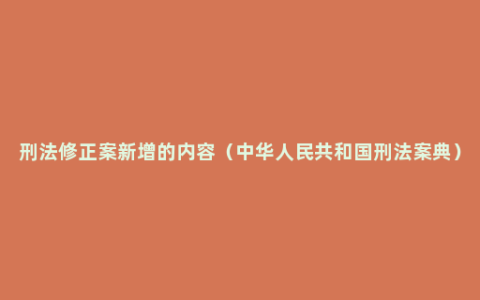 刑法修正案新增的内容（中华人民共和国刑法案典）