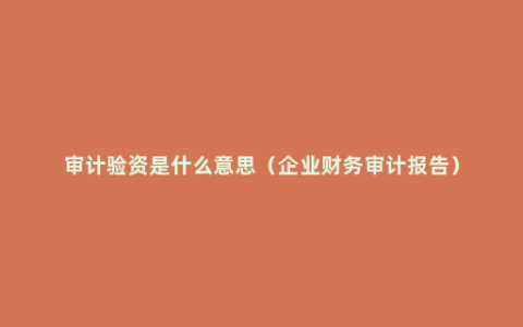 审计验资是什么意思（企业财务审计报告）