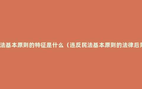 民法基本原则的特征是什么（违反民法基本原则的法律后果）