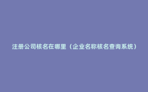 注册公司核名在哪里（企业名称核名查询系统）