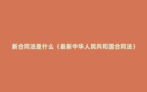 新合同法是什么（最新中华人民共和国合同法）