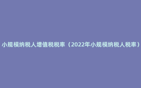 小规模纳税人增值税税率（2022年小规模纳税人税率）