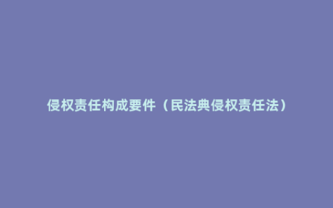 侵权责任构成要件（民法典侵权责任法）