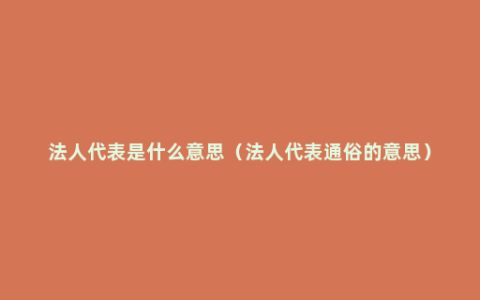 法人代表是什么意思（法人代表通俗的意思）