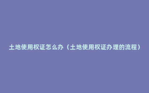 土地使用权证怎么办（土地使用权证办理的流程）