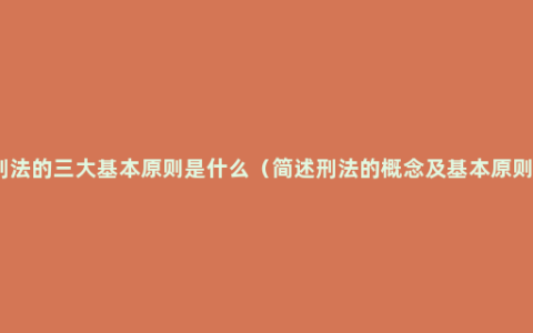 刑法的三大基本原则是什么（简述刑法的概念及基本原则）