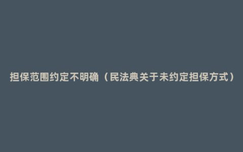 担保范围约定不明确（民法典关于未约定担保方式）