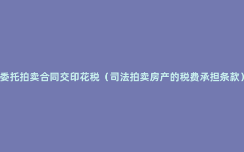 委托拍卖合同交印花税（司法拍卖房产的税费承担条款）