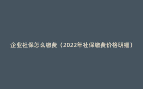 企业社保怎么缴费（2022年社保缴费价格明细）