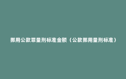 挪用公款罪量刑标准金额（公款挪用量刑标准）