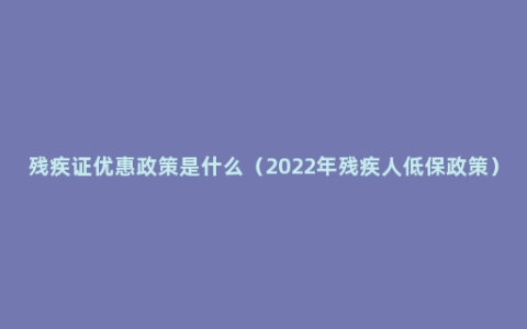 残疾证优惠政策是什么（2022年残疾人低保政策）