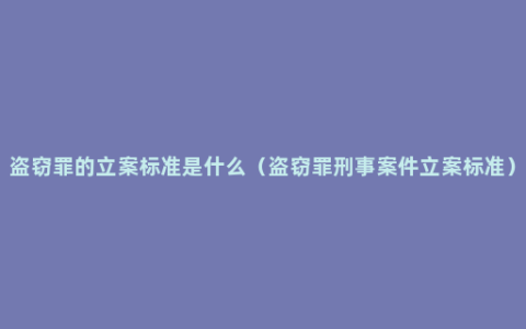 盗窃罪的立案标准是什么（盗窃罪刑事案件立案标准）