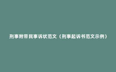 刑事附带民事诉状范文（刑事起诉书范文示例）