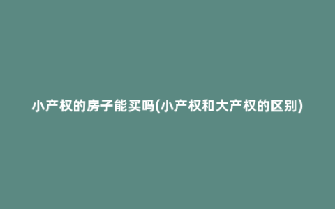 小产权的房子能买吗(小产权和大产权的区别)