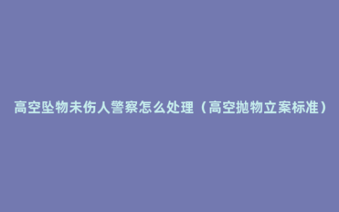 高空坠物未伤人警察怎么处理（高空抛物立案标准）