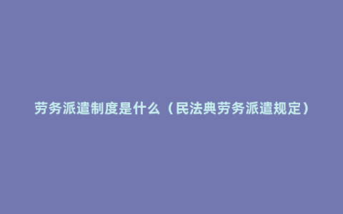 劳务派遣制度是什么（民法典劳务派遣规定）