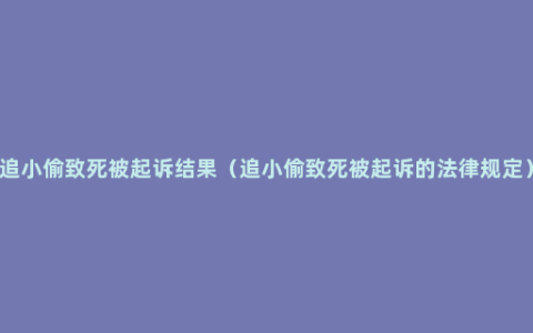 追小偷致死被起诉结果（追小偷致死被起诉的法律规定）