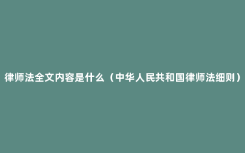 律师法全文内容是什么（中华人民共和国律师法细则）