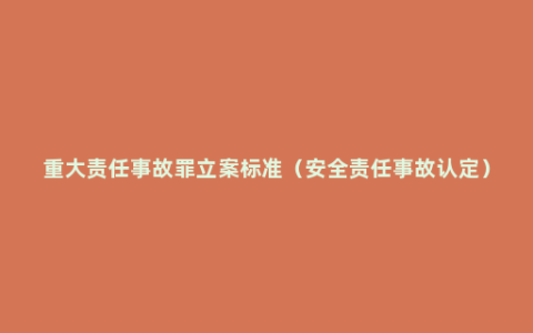 重大责任事故罪立案标准（安全责任事故认定）