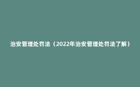 治安管理处罚法（2022年治安管理处罚法了解）