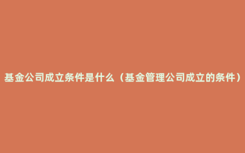 基金公司成立条件是什么（基金管理公司成立的条件）