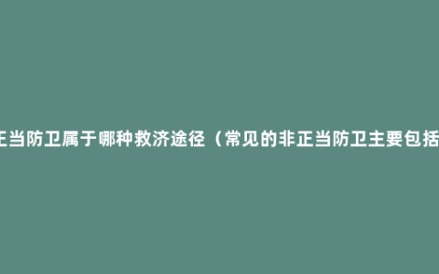 正当防卫属于哪种救济途径（常见的非正当防卫主要包括）