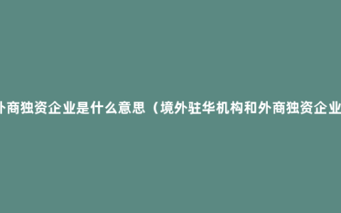 外商独资企业是什么意思（境外驻华机构和外商独资企业）