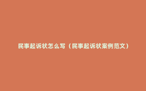 民事起诉状怎么写（民事起诉状案例范文）