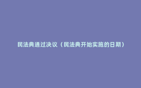 民法典通过决议（民法典开始实施的日期）