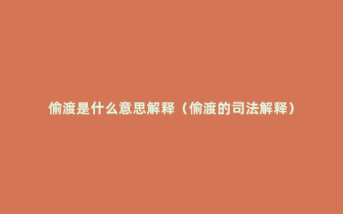 偷渡是什么意思解释（偷渡的司法解释）