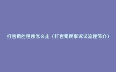 打官司的程序怎么走（打官司民事诉讼流程简介）