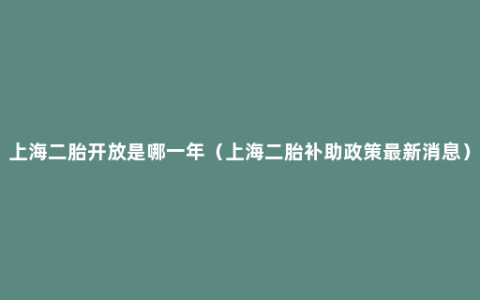 上海二胎开放是哪一年（上海二胎补助政策最新消息）