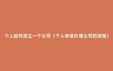 个人如何成立一个公司（个人申请办理公司的流程）