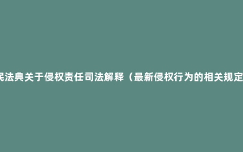 民法典关于侵权责任司法解释（最新侵权行为的相关规定）