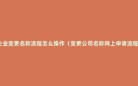 企业变更名称流程怎么操作（变更公司名称网上申请流程）